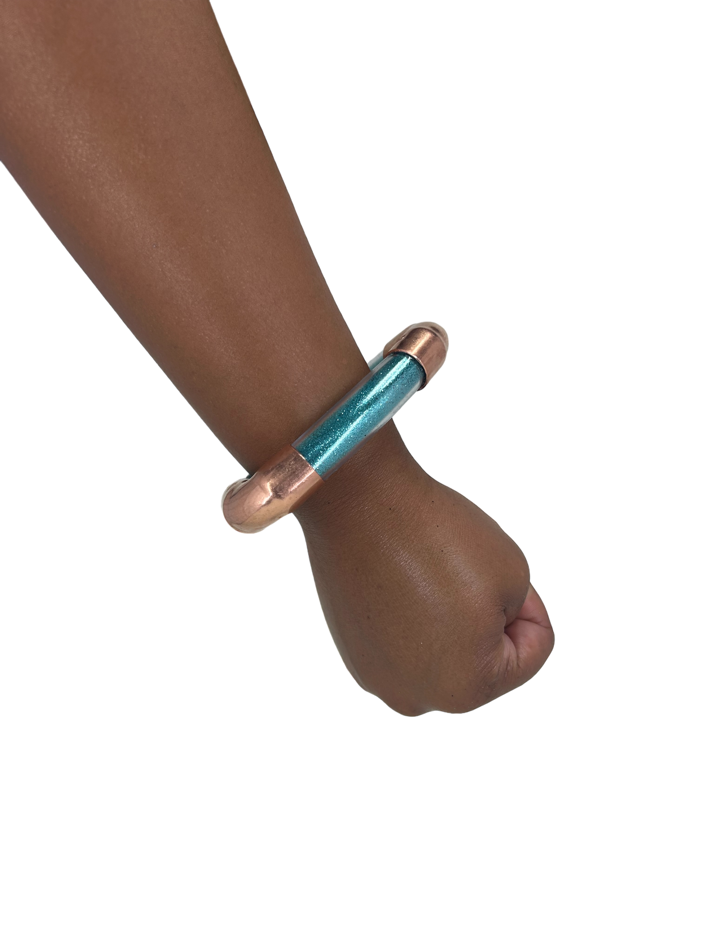 Shimmering Trinity Inclusion Bangle in Teal