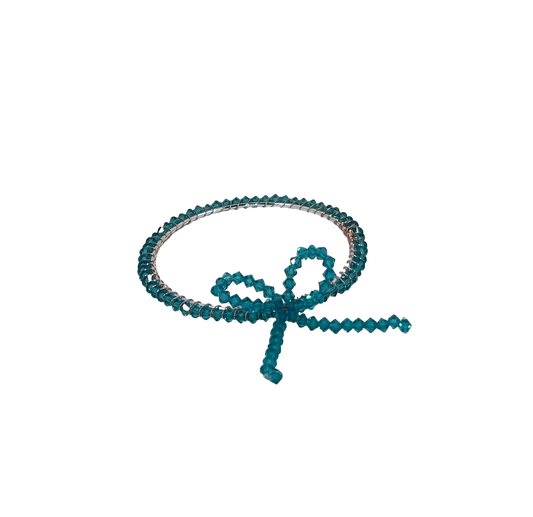 Rock Candy Bow Bangle in Teal