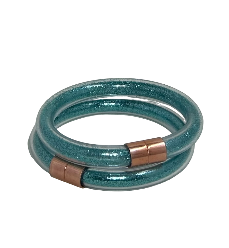 Shimmering Demi Inclusion Bangle Teal WHOLESALE ONLY